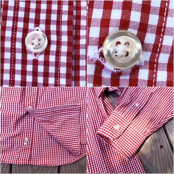 Lands End 100% cotton checkered button down shirtM - Picture 4 of 12